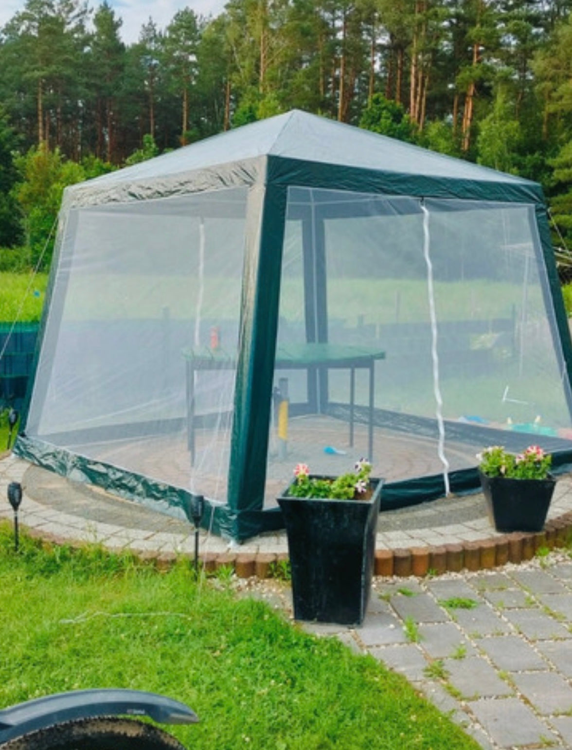 Namiot Ogrodowy Zielony Pawilon Altana Moskitiera 3x3m Zamek Taras