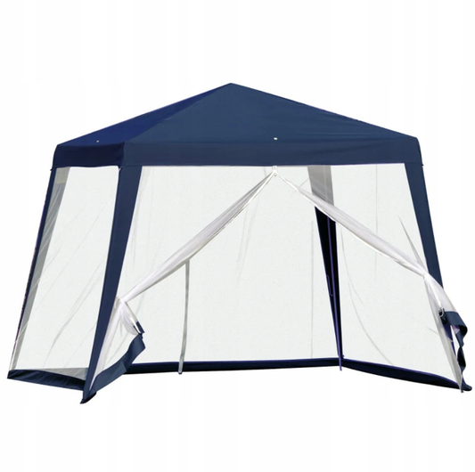 Garden Tent Pavilion Blue Gazebo Mosquito Net 3x3m Castle Terrace