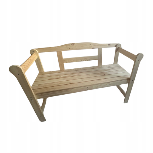 Wooden Garden Bench for Balcony, Two Seaters, with Backrest, Terrace