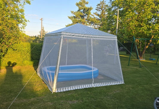 Namiot Ogrodowy Pawilon Zielono-Biały Altana Moskitiera 3x3m Zamek Taras