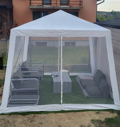 Namiot Ogrodowy Biały Pawilon Altana Moskitiera 3x3m Zamek Taras