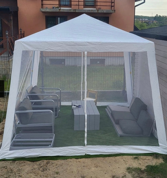 Namiot Ogrodowy Biały Pawilon Altana Moskitiera 3x3m Zamek Taras