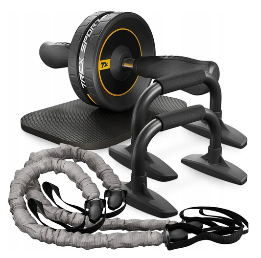Zestaw do Ćwiczeń Mięśni Uchwyty do Pompek Mata Kółko Gumy 4w1 Fitness